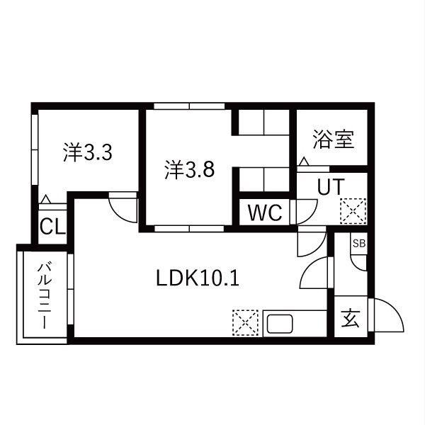 ILUSION桜本町(2LDK/1階)の間取り写真