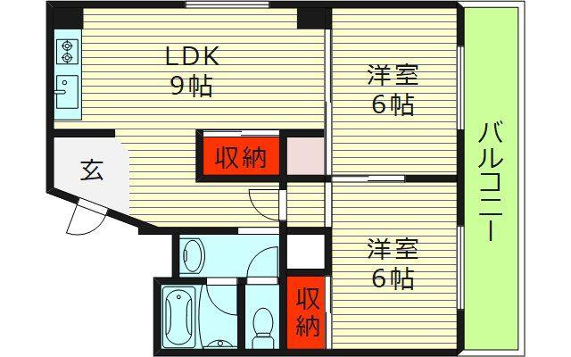 ハイツKEMA(2LDK/5階)の間取り写真