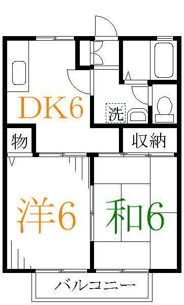 グレイス・パルⅡ(2DK/2階)の間取り写真