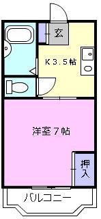 近鉄名古屋線 白塚駅 徒歩9分 4階建 築38年(1K/4階)の間取り写真