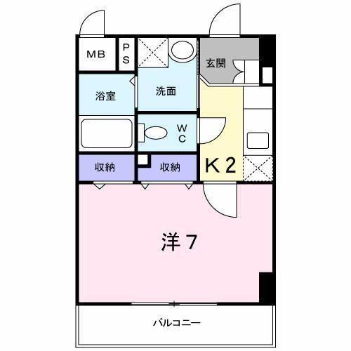 グラン レーヴII(1K/4階)の間取り写真