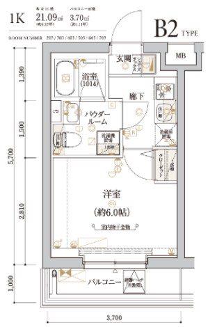 ECREDE横濱吉野町(1K/3階)の間取り写真