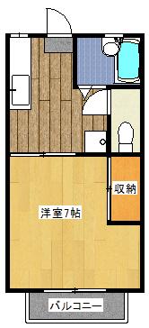 ウッディヒルズA(1K/1階)の間取り写真