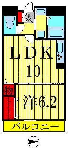 ラポール西大島イースト(1LDK/6階)の間取り写真