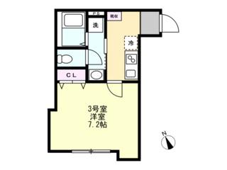 ベイルーム相模原氷川町(1K/3階)の間取り写真