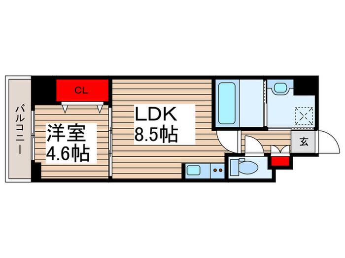 THREEGATE BLDG(1LDK/3階)の間取り写真
