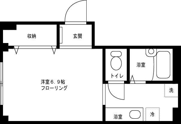 山谷の杜(1K/1階)の間取り写真