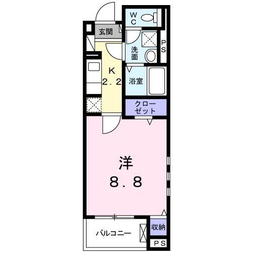 クレセントII(1K/1階)の間取り写真