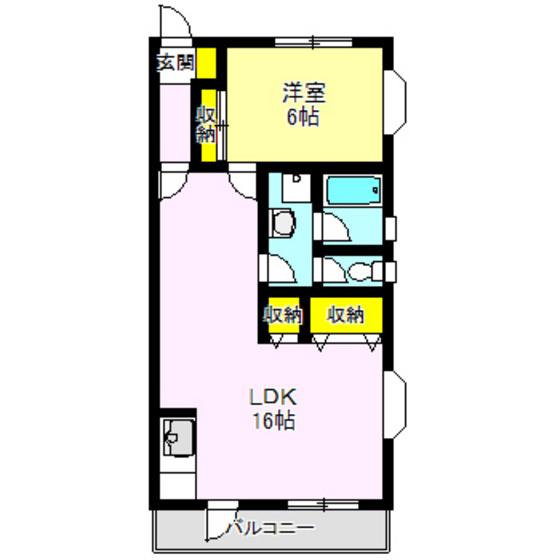 第二ミズキビル(1LDK/2階)の間取り写真