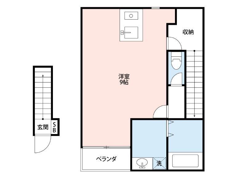 フルール谷在家I(ワンルーム/2階)の間取り写真