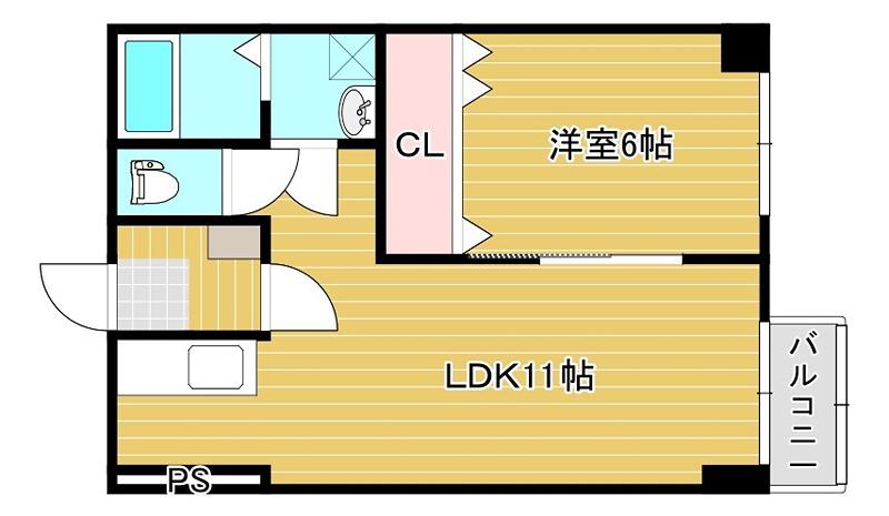 第1コーポラス(1LDK/2階)の間取り写真