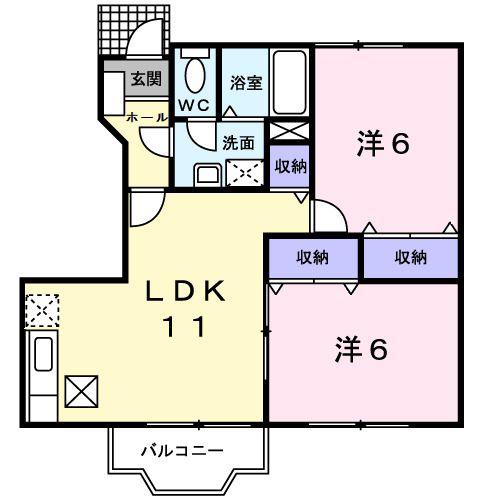 サン フラワ-III(2LDK/1階)の間取り写真