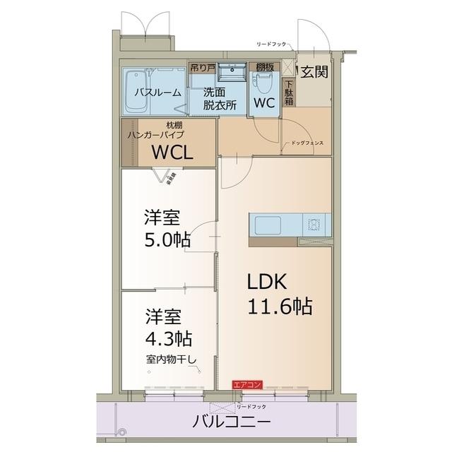 IVY ウエスト新池(2LDK/3階)の間取り写真