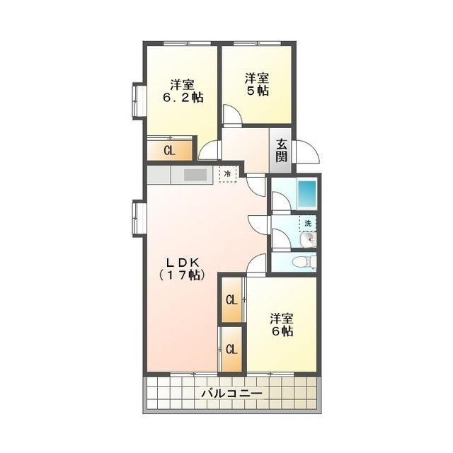 第2マンションむつみヶ丘(3LDK/1階)の間取り写真