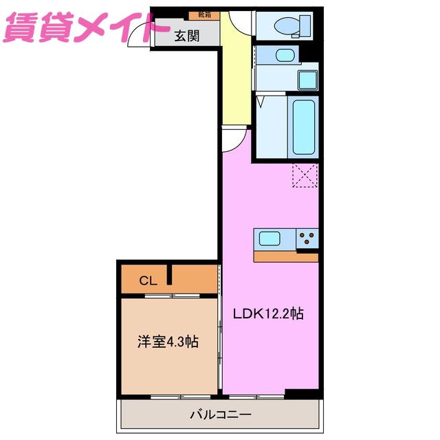 D-CHAMBRE掛樋(1LDK/3階)の間取り写真