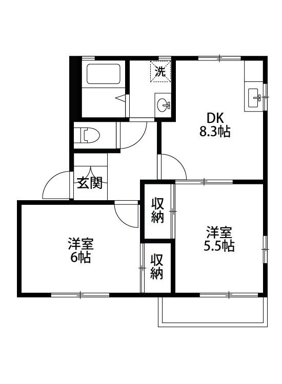 リバーサイドハイムB(2DK/2階)の間取り写真