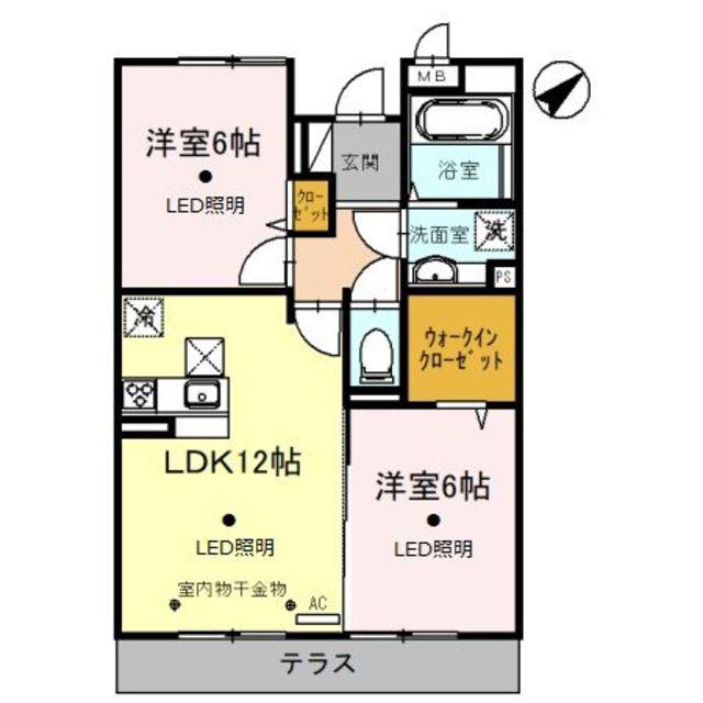 サンヘリオス(2LDK/1階)の間取り写真