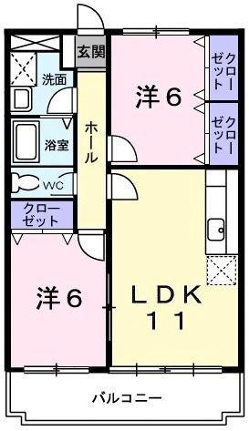 コーポ大末(2LDK/3階)の間取り写真