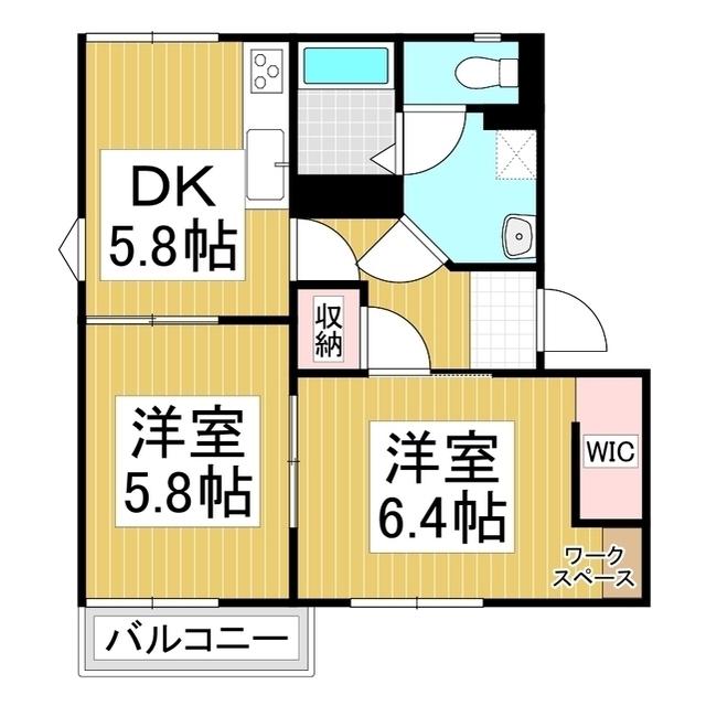 フレグランス 岩波 B棟(2K/1階)の間取り写真