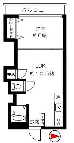 幸田ビル(1LDK/5階)の間取り写真