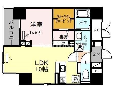 アビエール松屋町(1LDK/13階)の間取り写真
