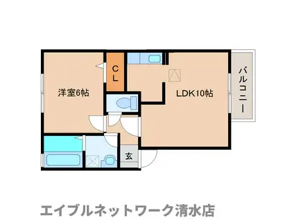 グリーンハイツ八坂II(1LDK/1階)の間取り写真