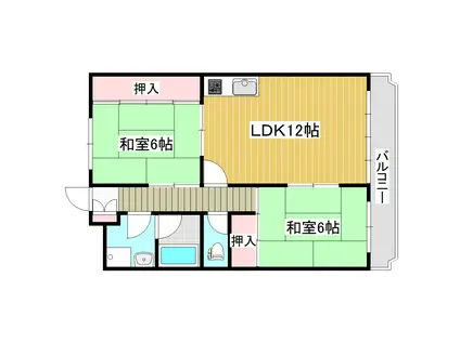 レジュイール泉(2LDK/3階)の間取り写真