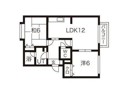 アップルヴィレッジ(2DK/2階)の間取り写真