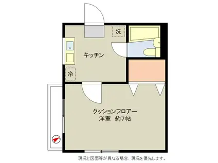 野沢プライム(1K/1階)の間取り写真