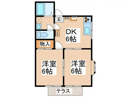 ピュアハウス(2DK/1階)の間取り写真