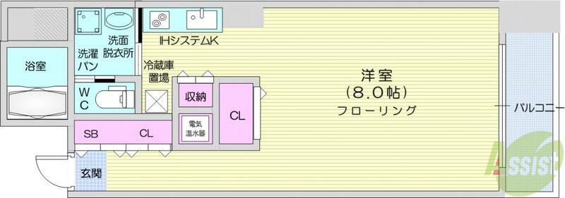 フラワーシティINブラボン(ワンルーム/3階)の間取り写真