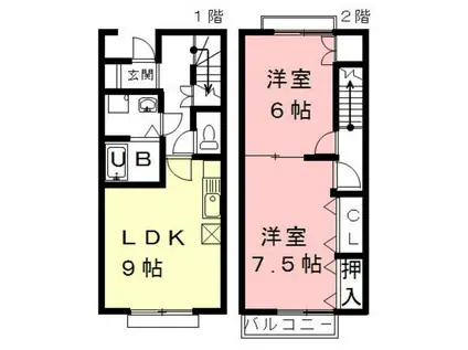 APRICOT HOUSE(2LDK/2階)の間取り写真