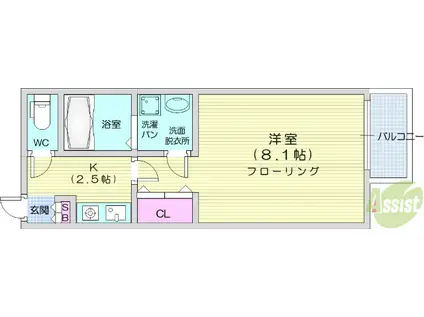クレフラスト台原駅前(1K/1階)の間取り写真