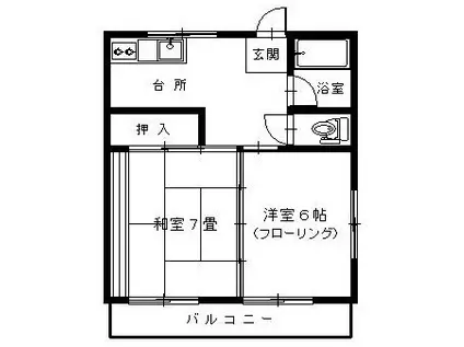 もりや荘(2DK/2階)の間取り写真