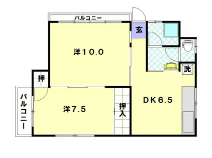 田村ハイツ(2DK/1階)の間取り写真