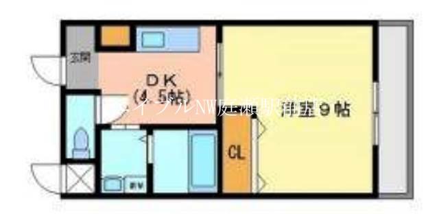 コザックス(1DK/3階)の間取り写真