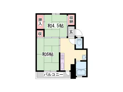 ビレッジハウス北条第二(2K/1階)の間取り写真