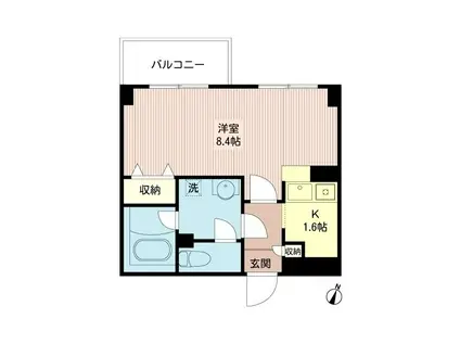 ルボラパン行人坂(1K/2階)の間取り写真