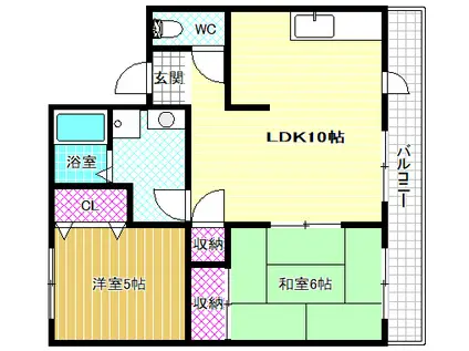 AKINAハイツII(2LDK/2階)の間取り写真
