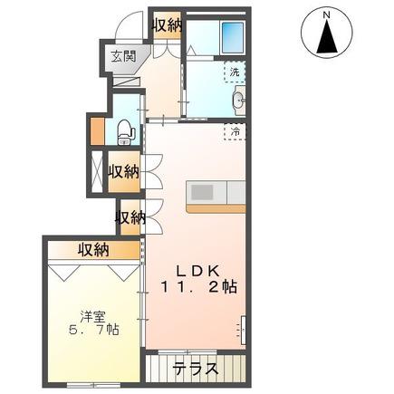 ルネス中里(1LDK/1階)の間取り写真