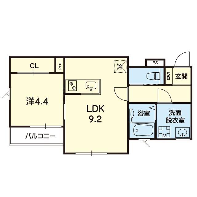 セブンピース(1LDK/1階)の間取り写真