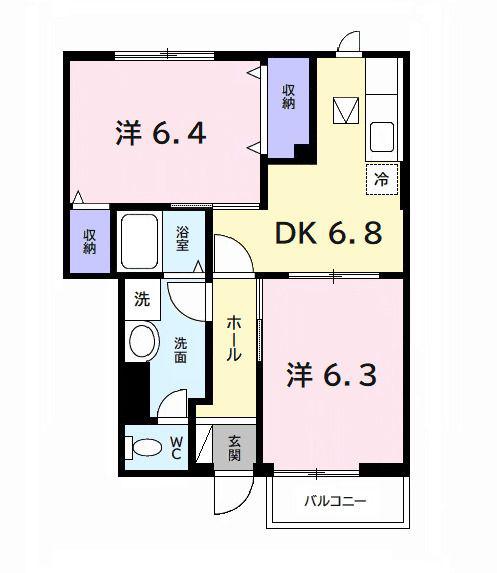 フォレスト I(2DK/1階)の間取り写真