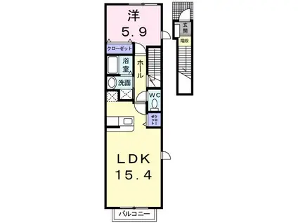 マロングレイス(1LDK/1階)の間取り写真