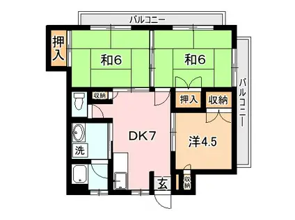 メゾンドブランシュ鴨池(3DK/3階)の間取り写真