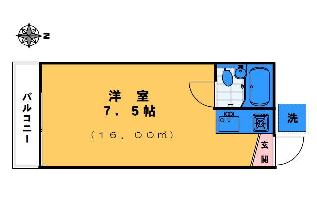サニーハイツ(ワンルーム/1階)の間取り写真