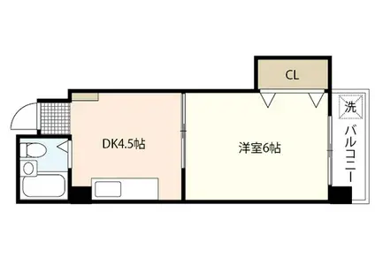 グリーンハウス(1DK/4階)の間取り写真