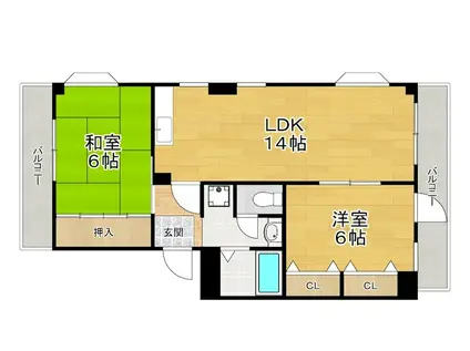 ジョイフルくずはII(2LDK/2階)の間取り写真