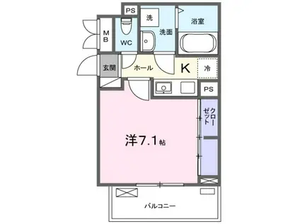 ベル石井城II(1K/2階)の間取り写真