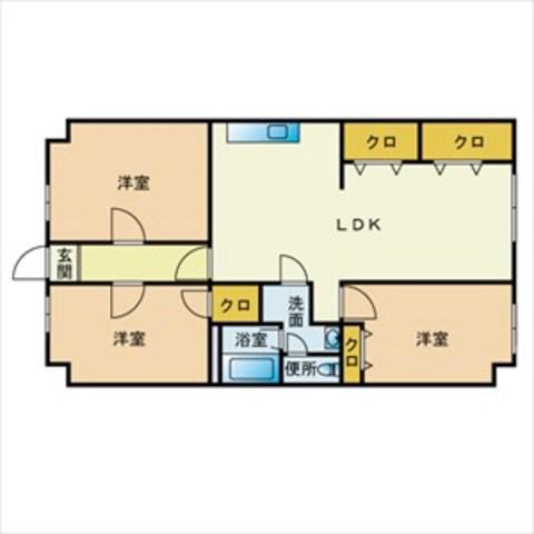 戸田第2ビル(3LDK/5階)の間取り写真