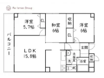 ライフ第5マンション大平台(3LDK/1階)の間取り写真